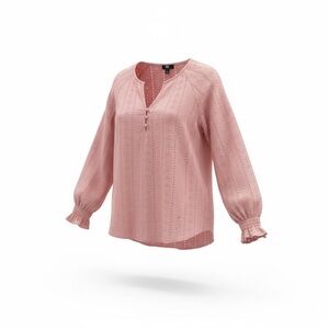 Frye Pink Eyelet Long Sleeve Peasant Boho Blouse - Size Small